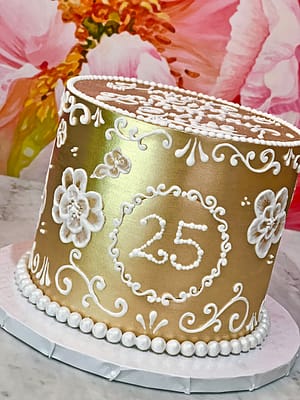 Huascar & Company Bakeshop Gold and Embroidery Birthday Cake