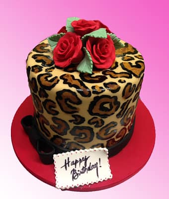 Huascar & Company Bakeshop Leopard Spot & Roses Cake